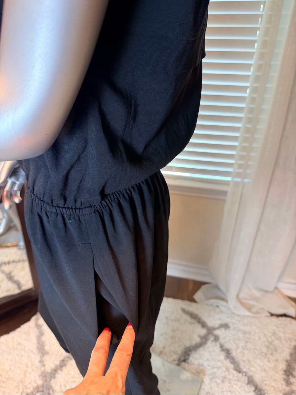 BCBGeneration BCBG Black Utility Jumpsuit Medium Cap Sleeve Cinched Waist Travel - Picture 7 of 13